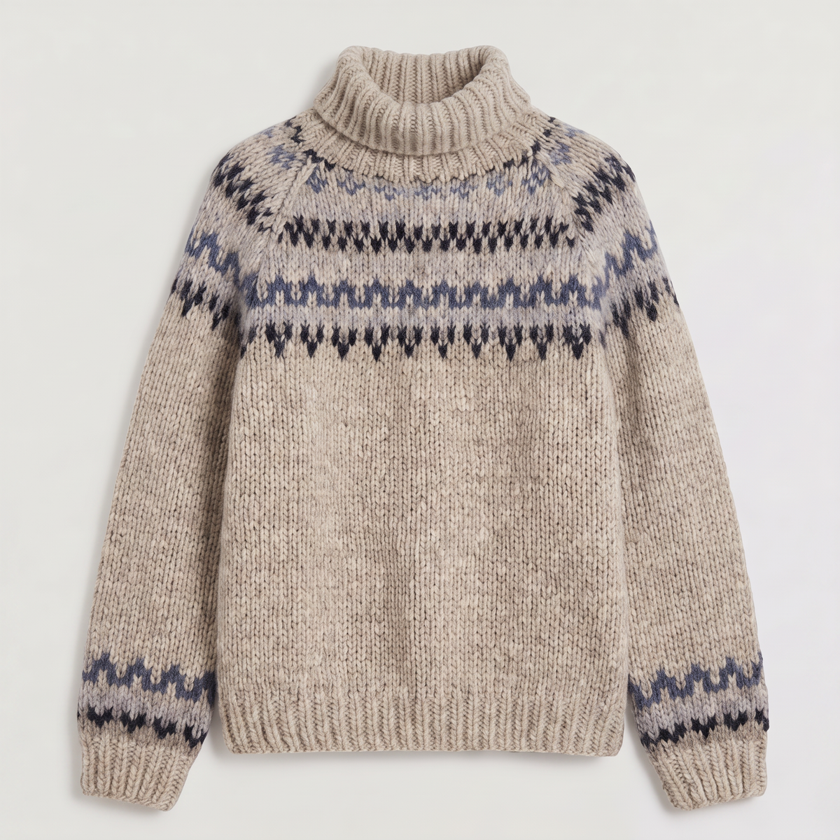 Nordic Pattern Turtleneck Sweater - Vintage Style