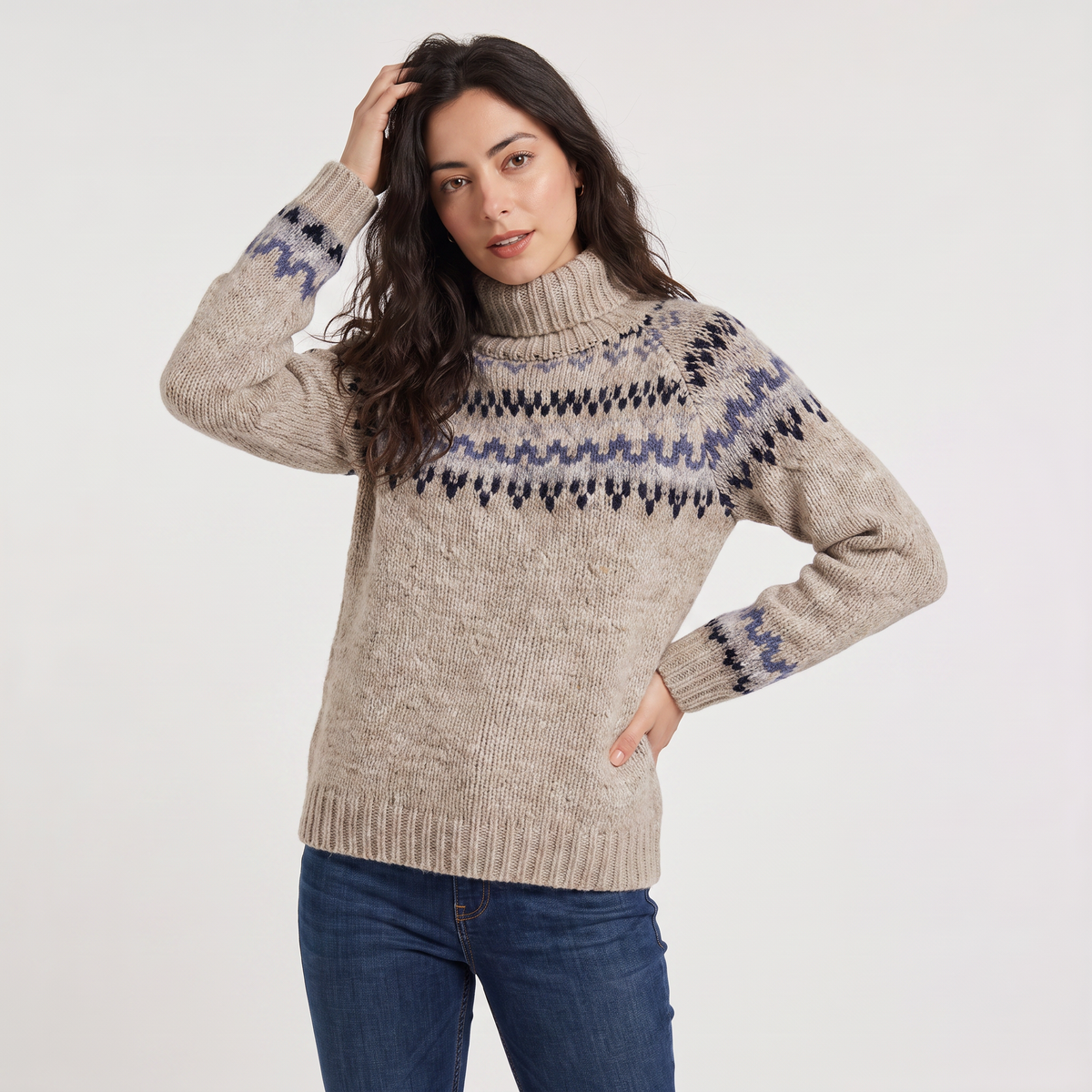 Nordic Pattern Turtleneck Sweater - Vintage Style