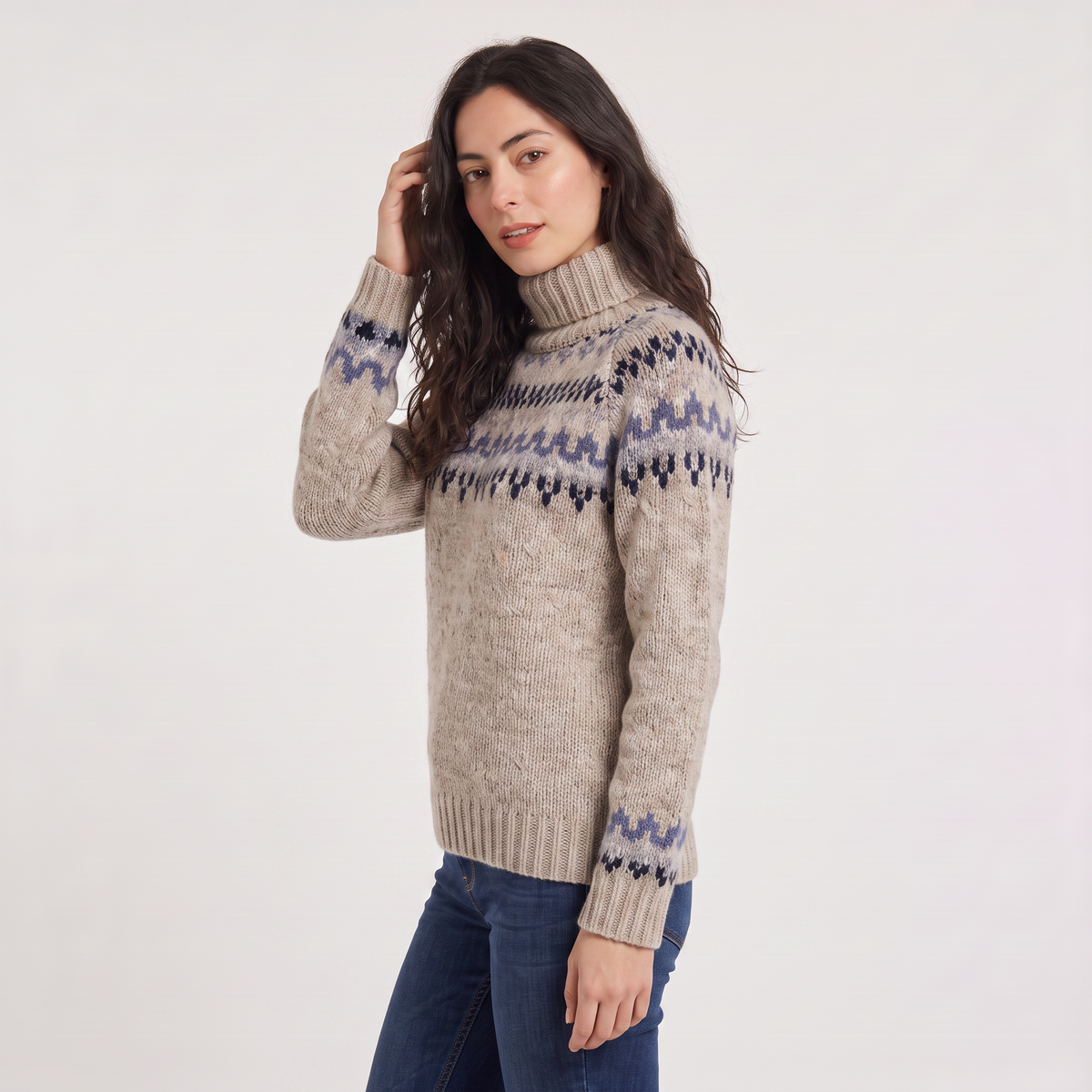 Nordic Pattern Turtleneck Sweater - Vintage Style