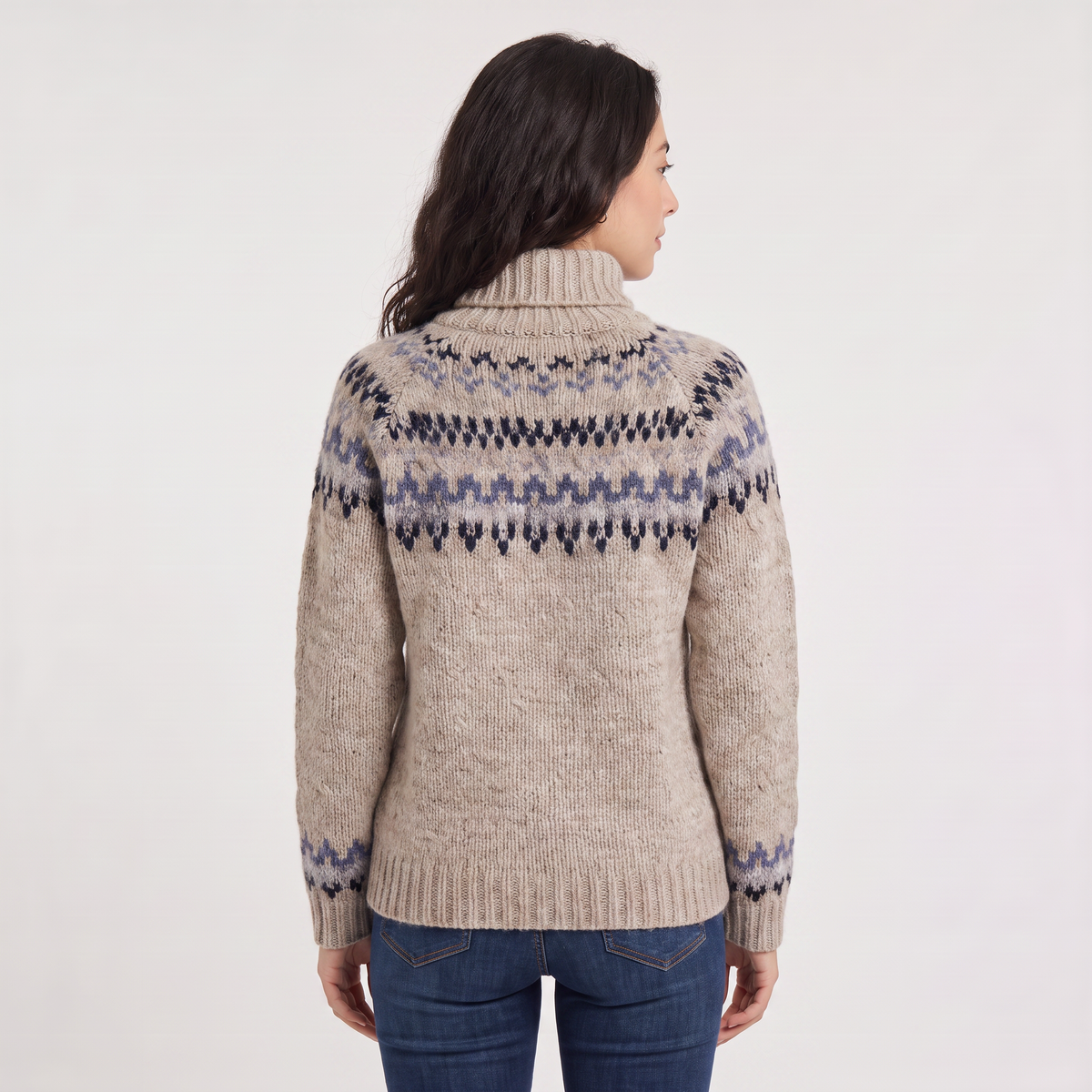 Nordic Pattern Turtleneck Sweater - Vintage Style