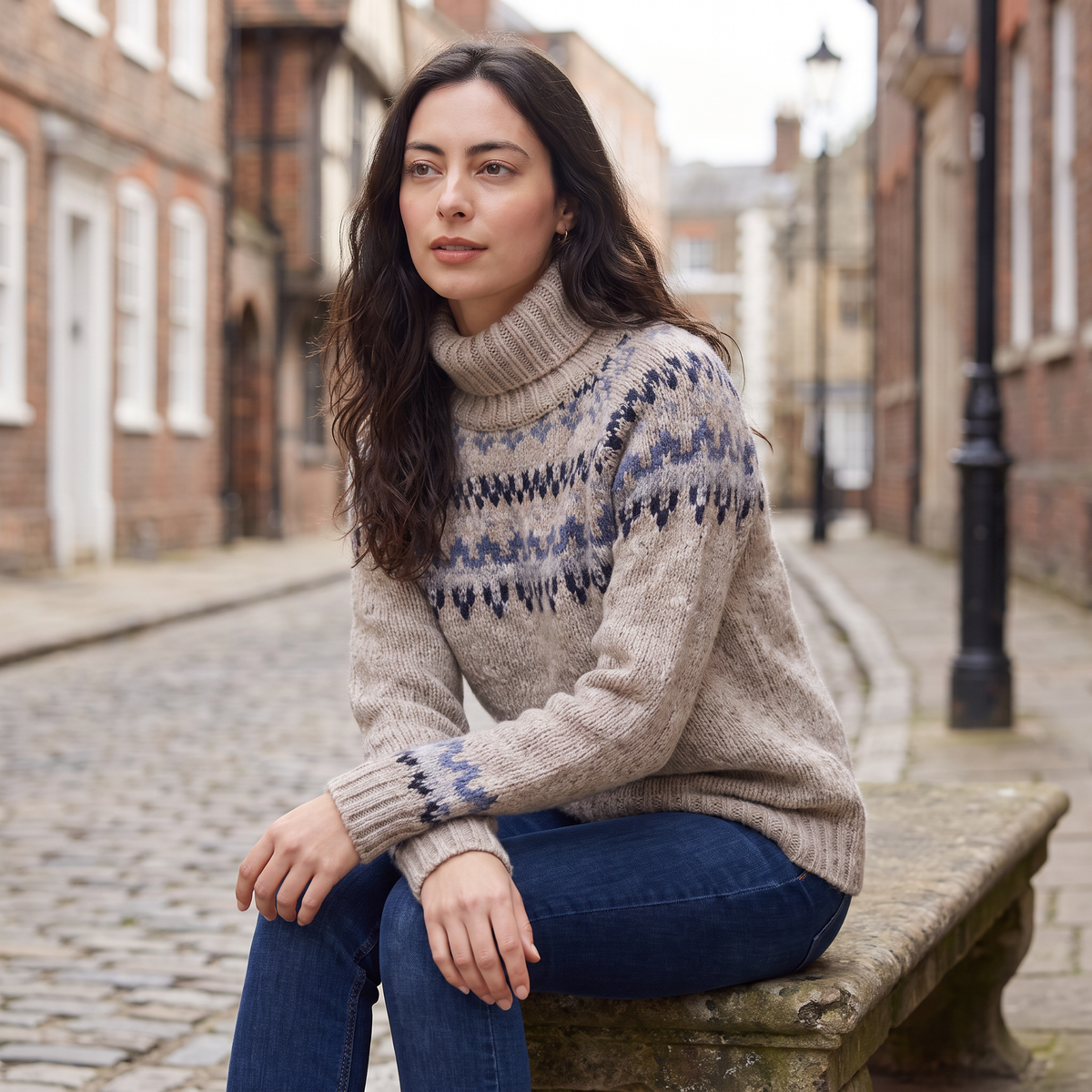 Nordic Pattern Turtleneck Sweater - Vintage Style