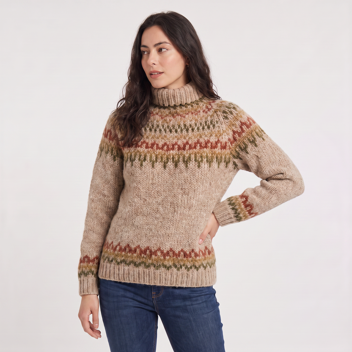 Nordic Pattern Turtleneck Sweater - Vintage Style