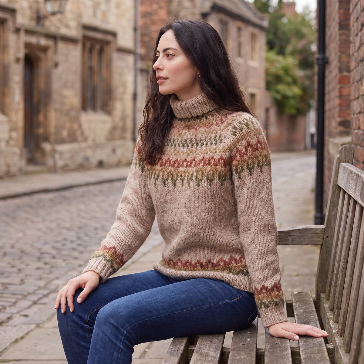 Nordic Pattern Turtleneck Sweater - Vintage Style