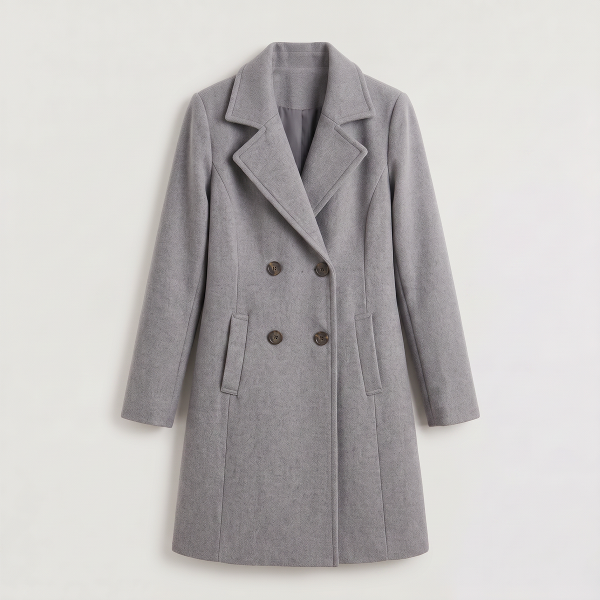 Double-Breasted Wool Blend Coat