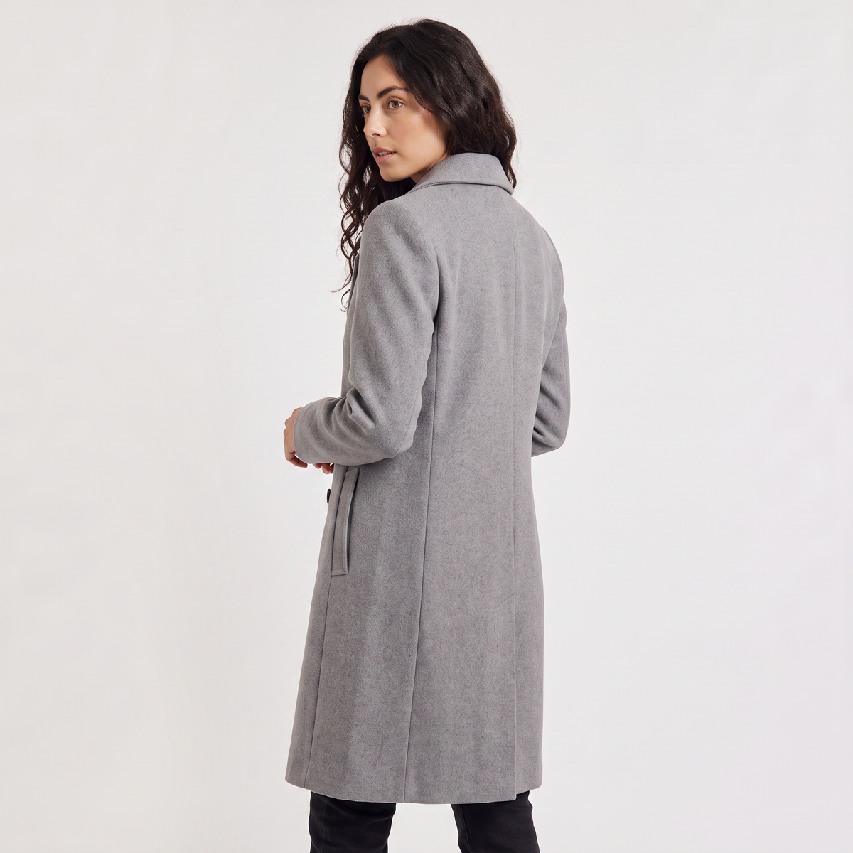 Double-Breasted Wool Blend Coat