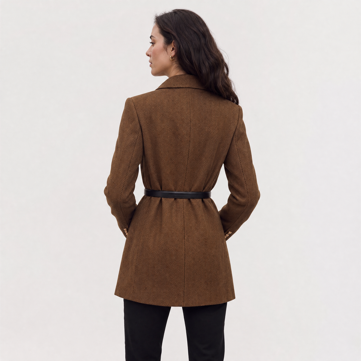 Belted Double-Breasted Tweed Blazer
