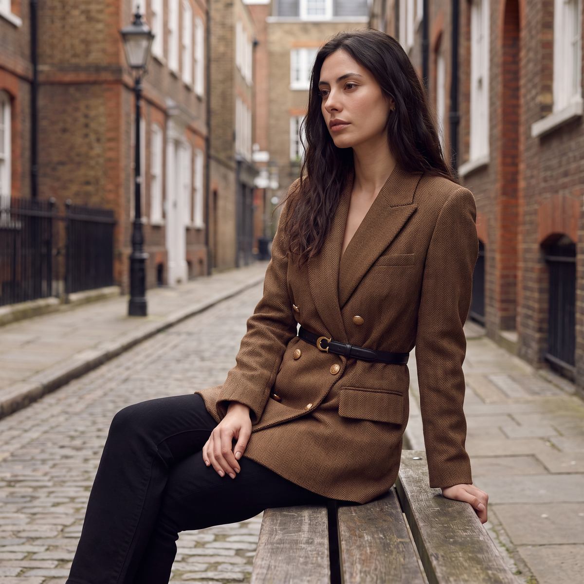 Belted Double-Breasted Tweed Blazer