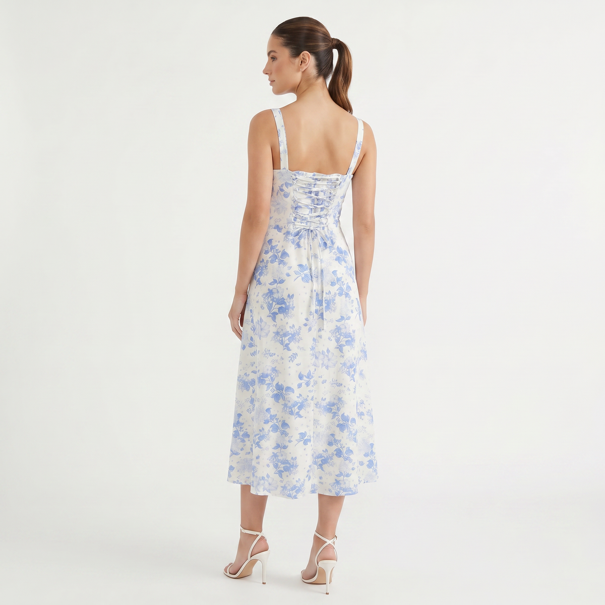 Floral Tie Front Midi Dress