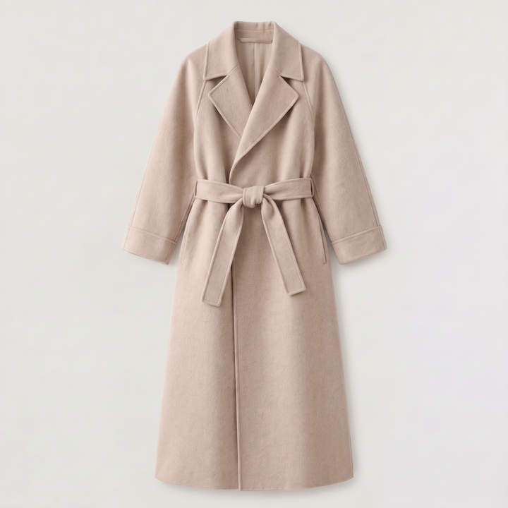 Long Wrap Wool Blend Coat