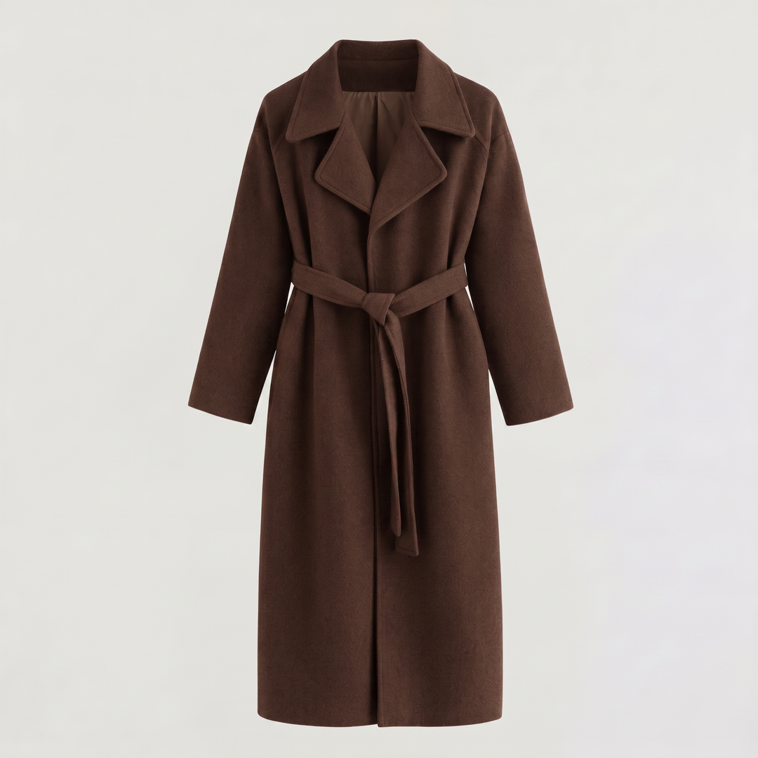Long Wrap Wool Blend Coat