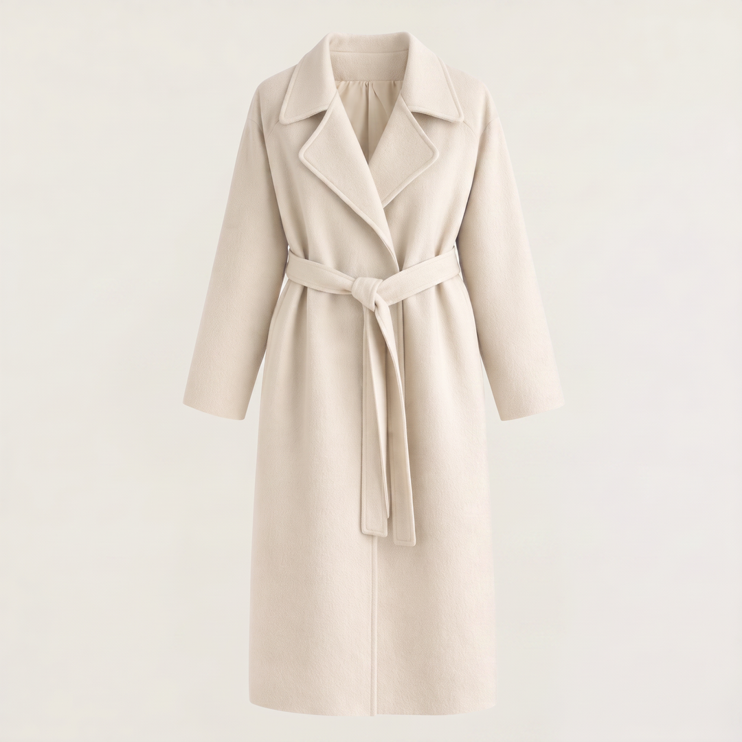 Long Wrap Wool Blend Coat