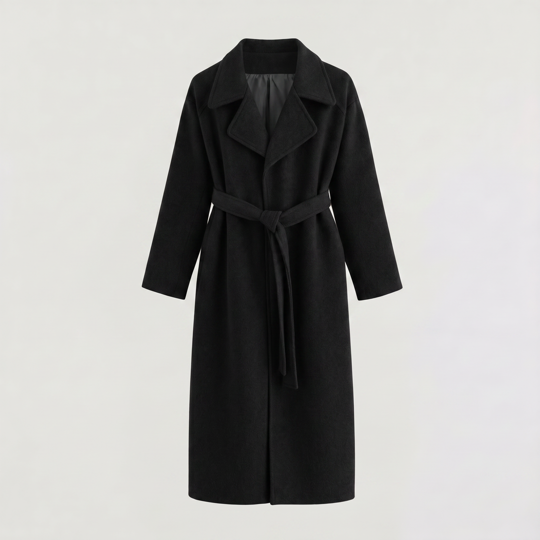 Long Wrap Wool Blend Coat