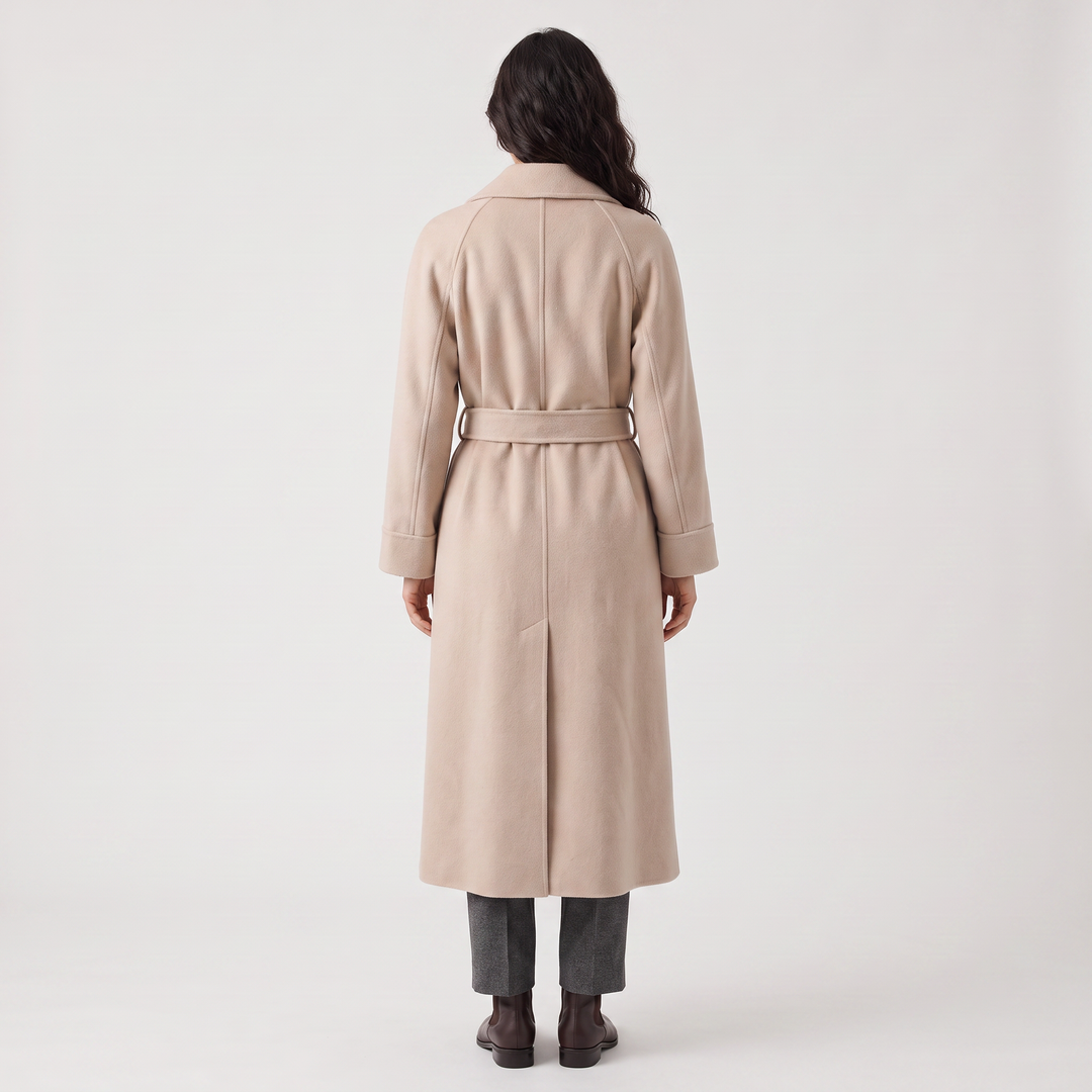Long Wrap Wool Blend Coat