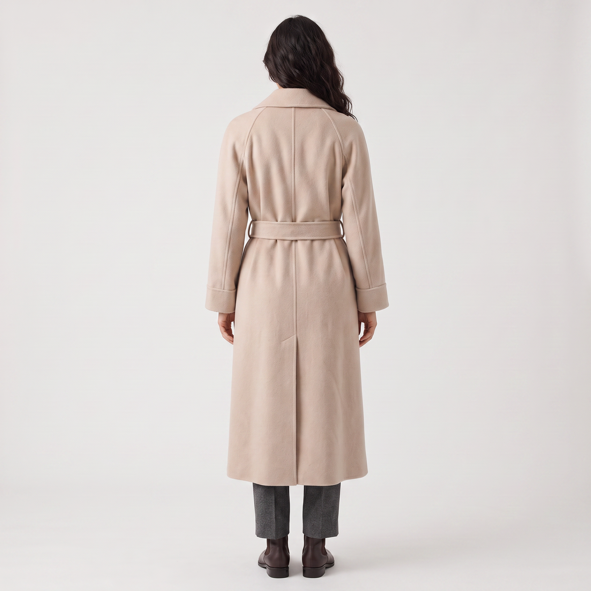 Long Wrap Wool Blend Coat