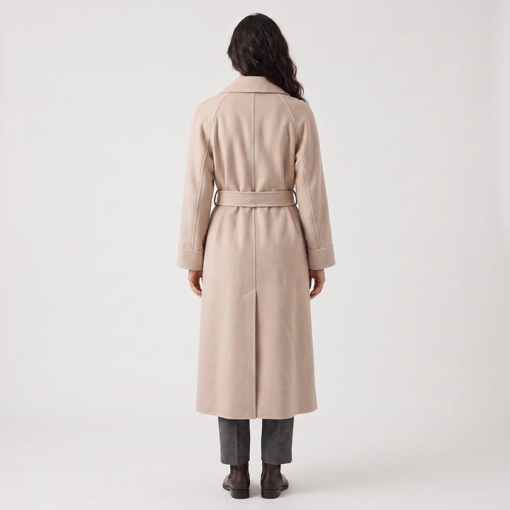 Long Wrap Wool Blend Coat