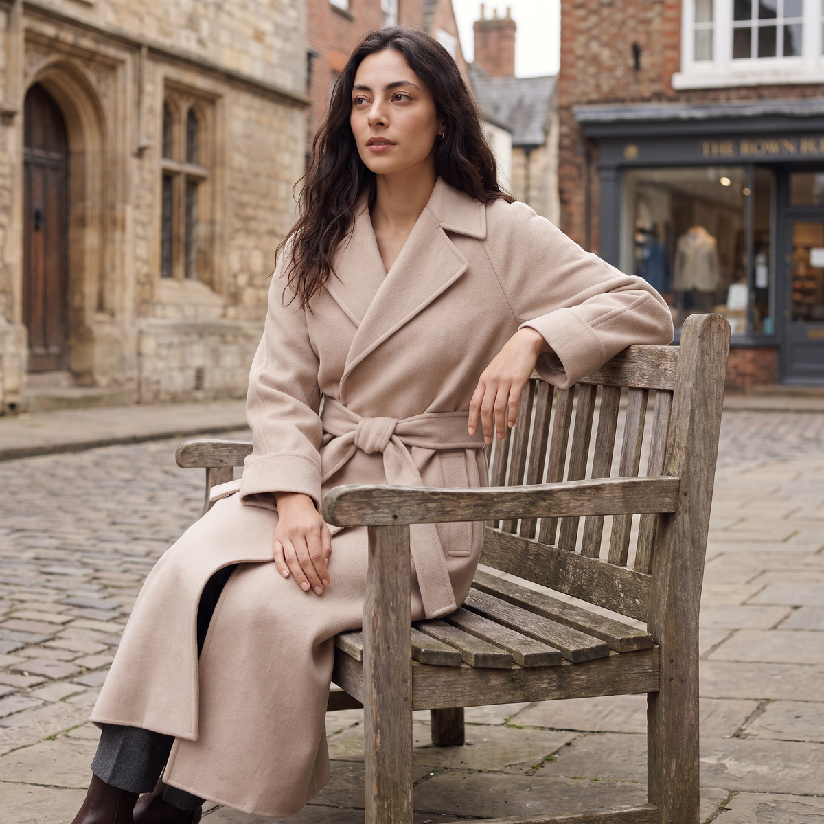 Long Wrap Wool Blend Coat