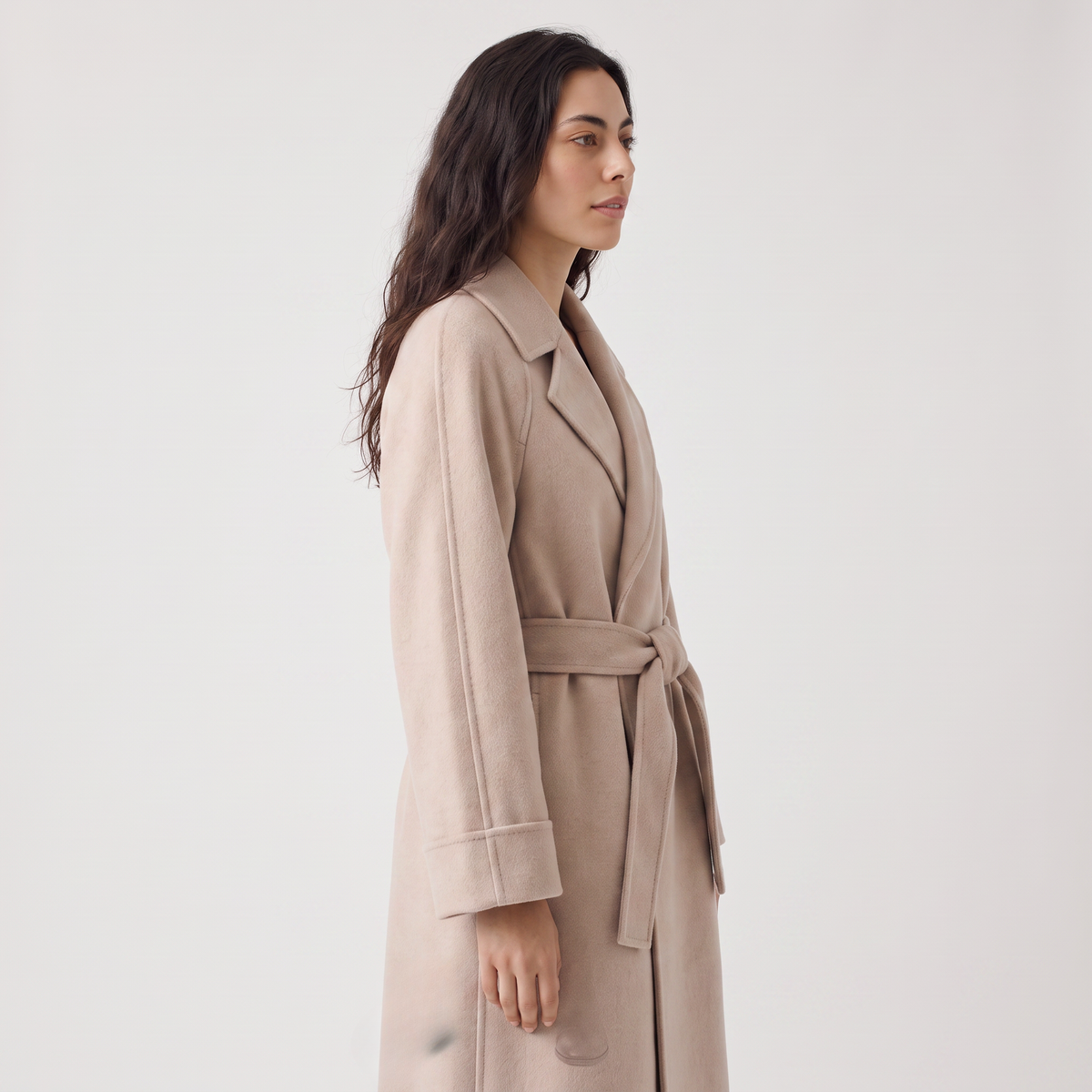 Long Wrap Wool Blend Coat
