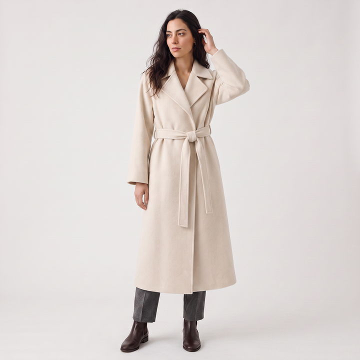 Long Wrap Wool Blend Coat