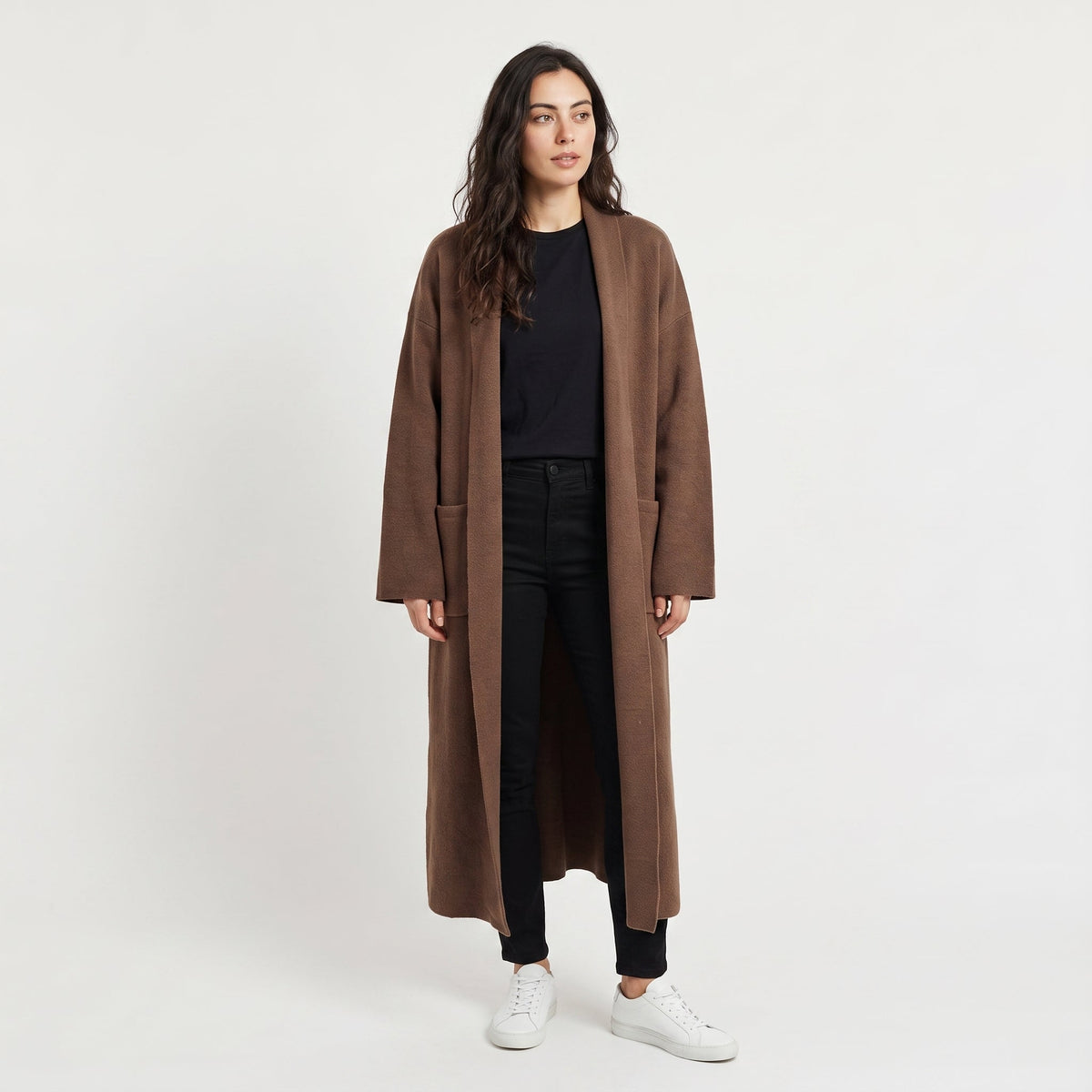 Long Open-Front Cardigan