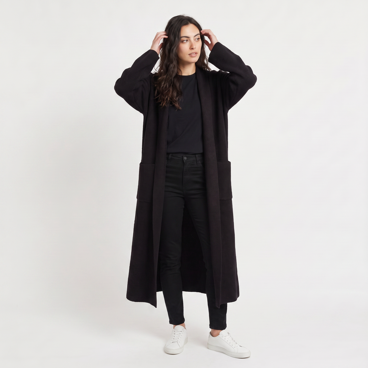 Long Open-Front Cardigan