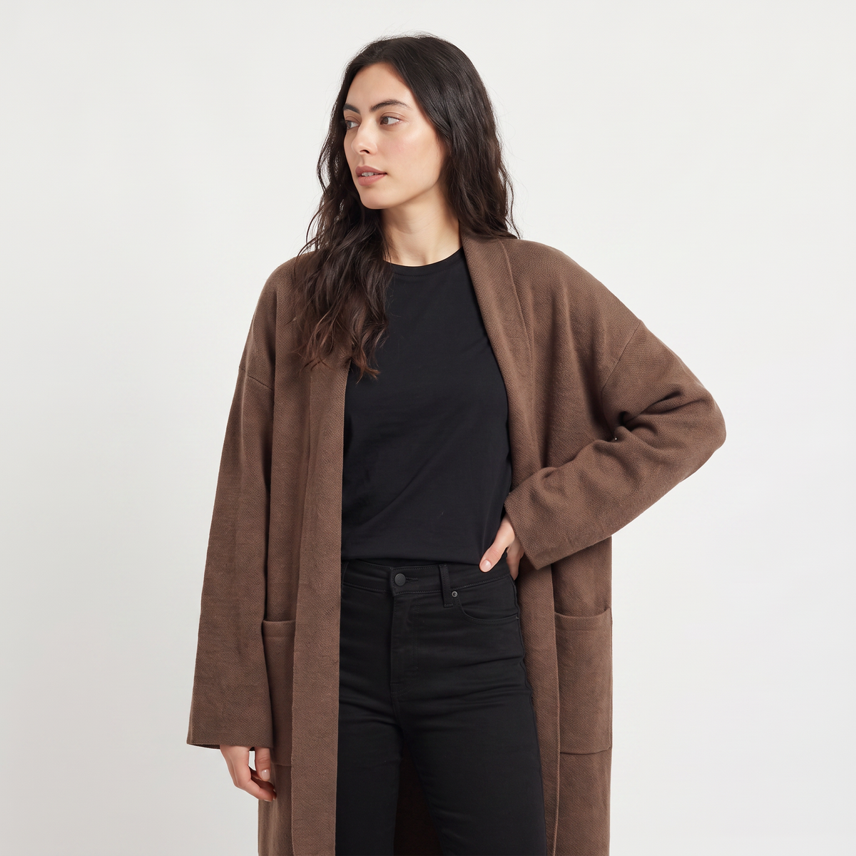 Long Open-Front Cardigan
