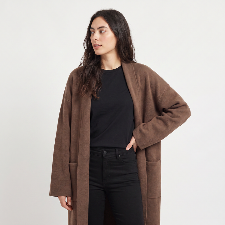 Long Open-Front Cardigan