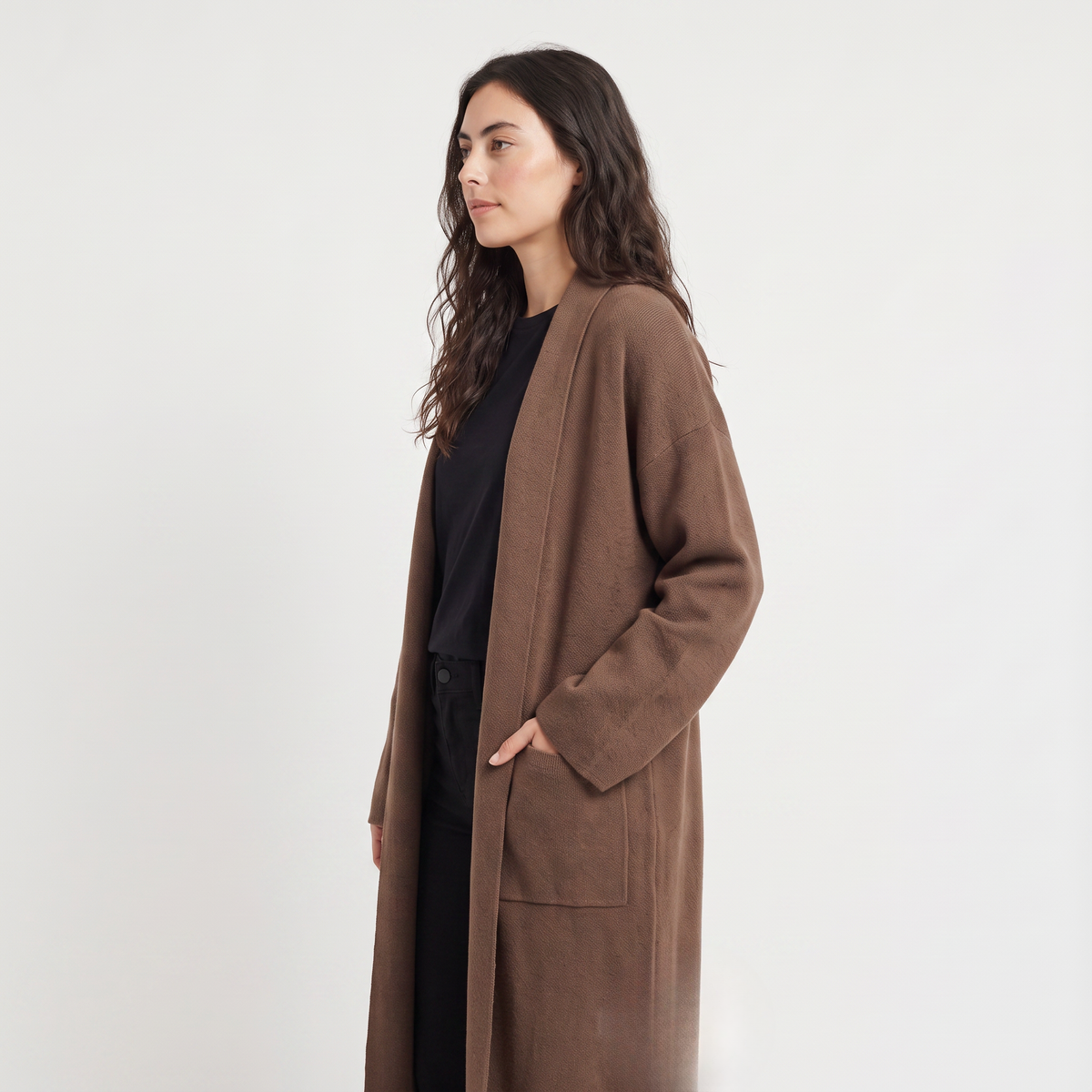 Long Open-Front Cardigan