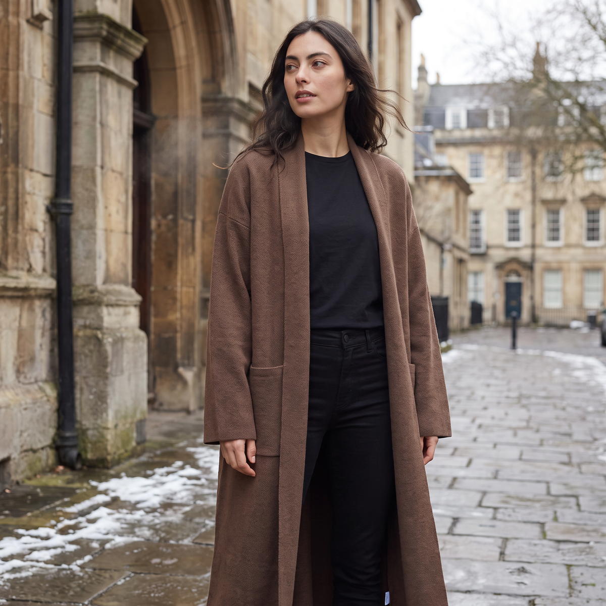 Long Open-Front Cardigan