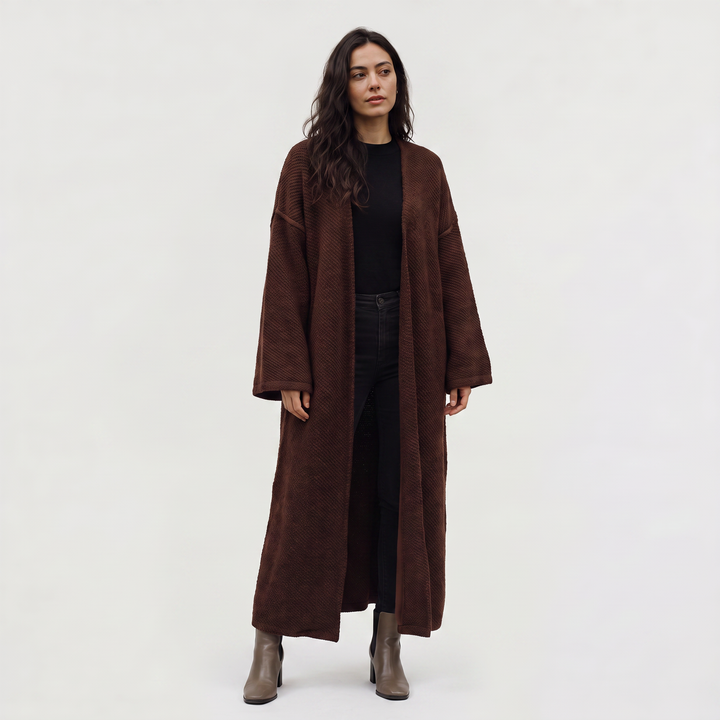 Long Line Open-Front Knit Cardigan