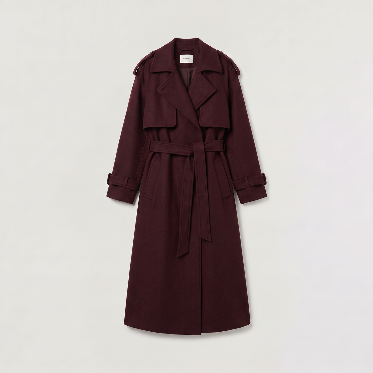 Long Belted Wool Blend Coat