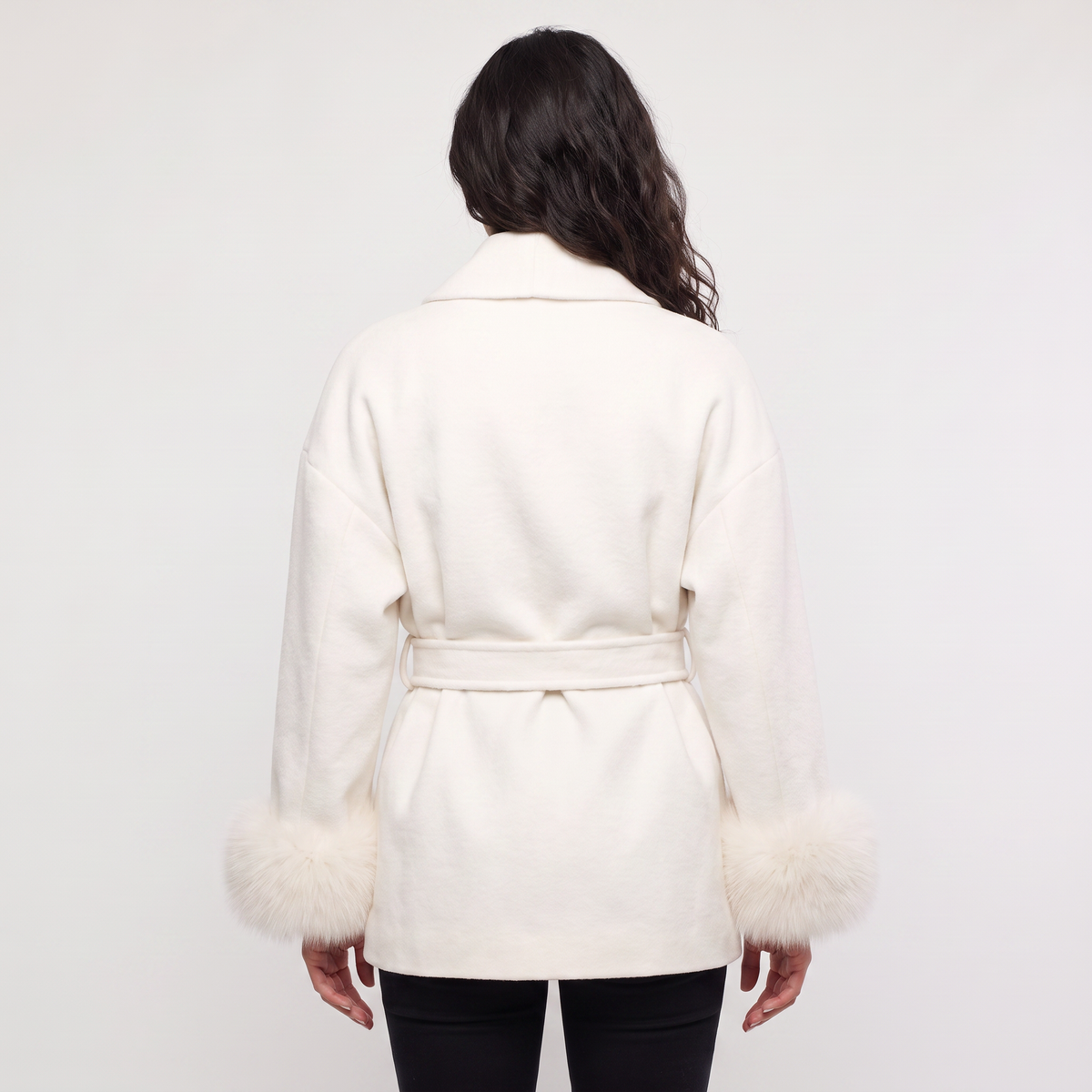 Wool Blend Coat with Faux Fur Cuffs