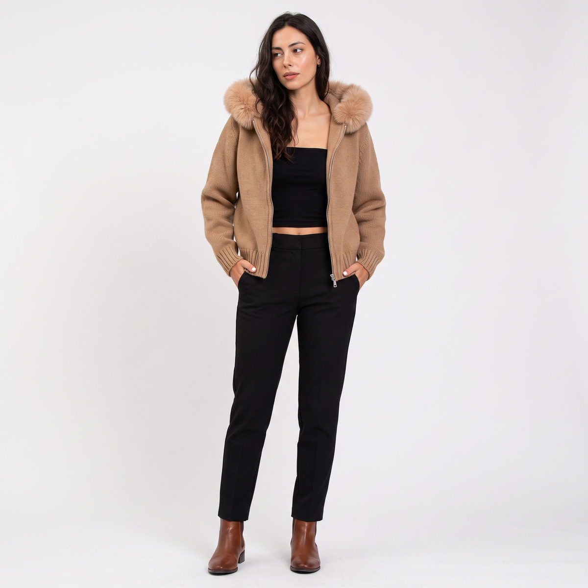 Fur Collar Cardigan Jacket