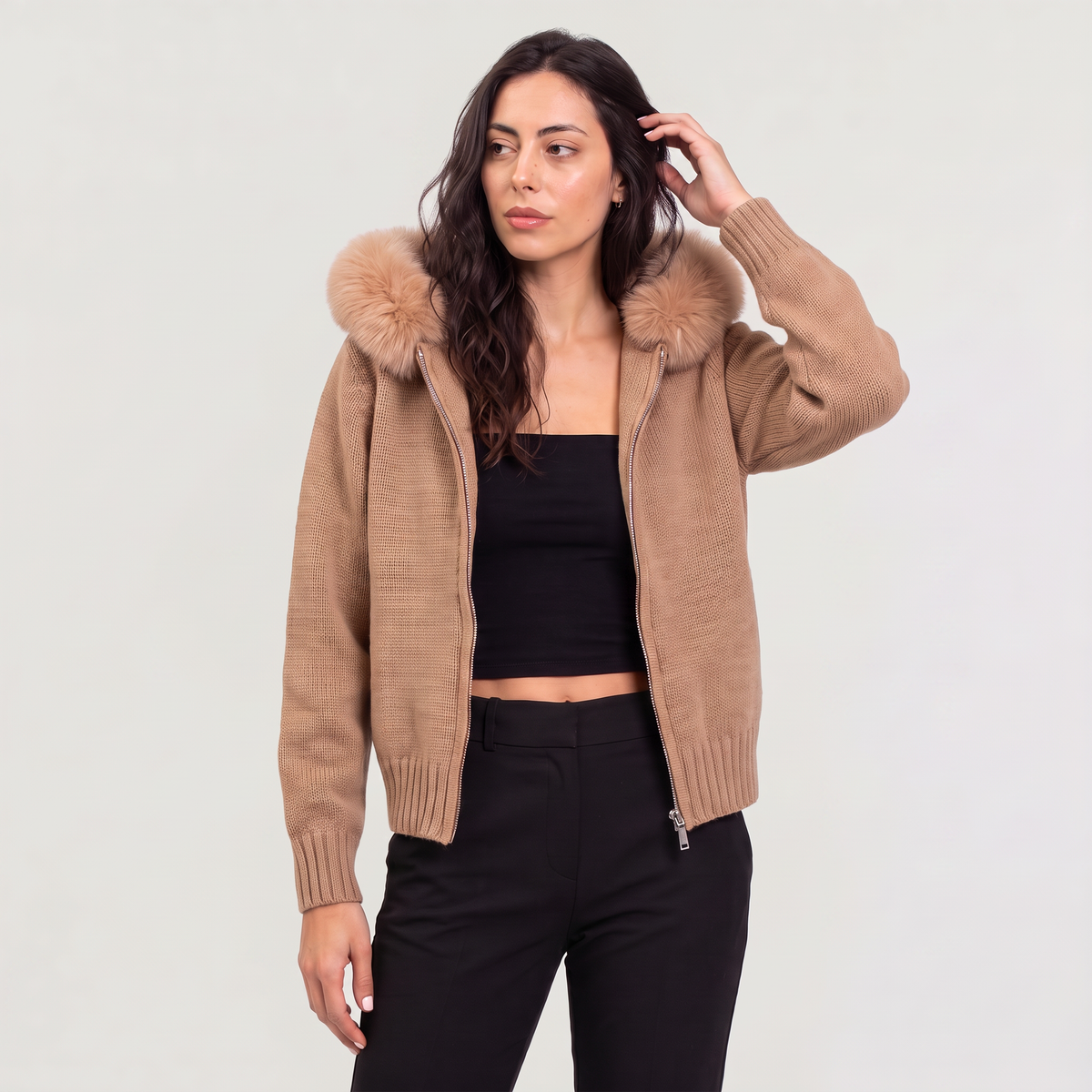 Fur Collar Cardigan Jacket