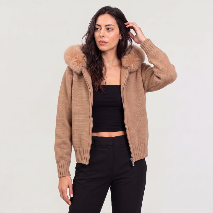 Fur Collar Cardigan Jacket