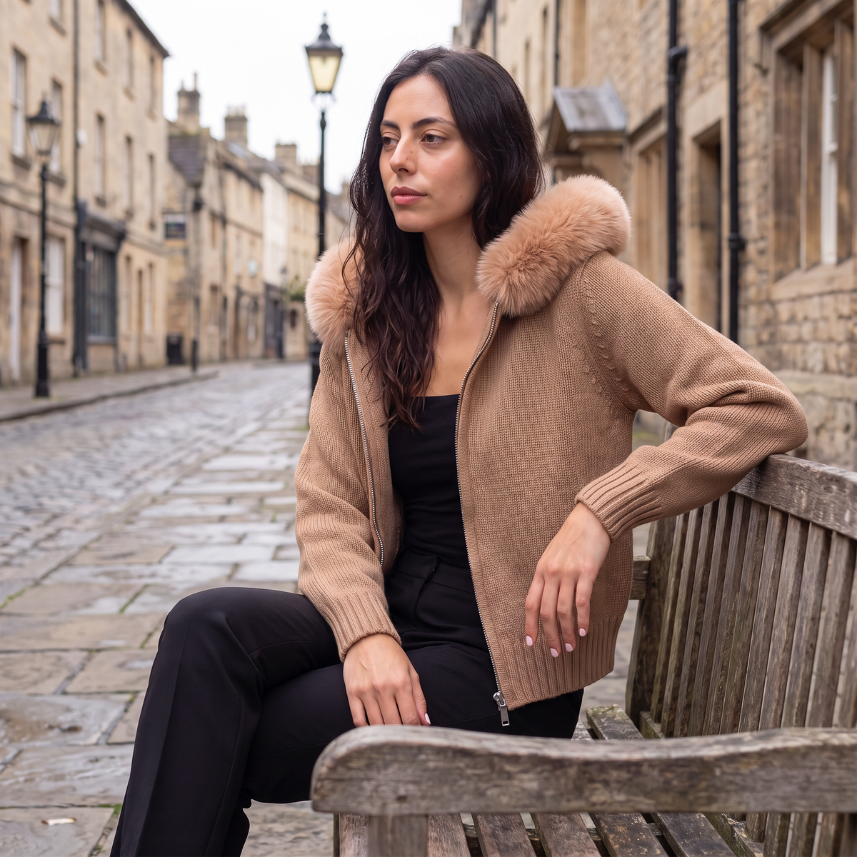 Fur Collar Cardigan Jacket