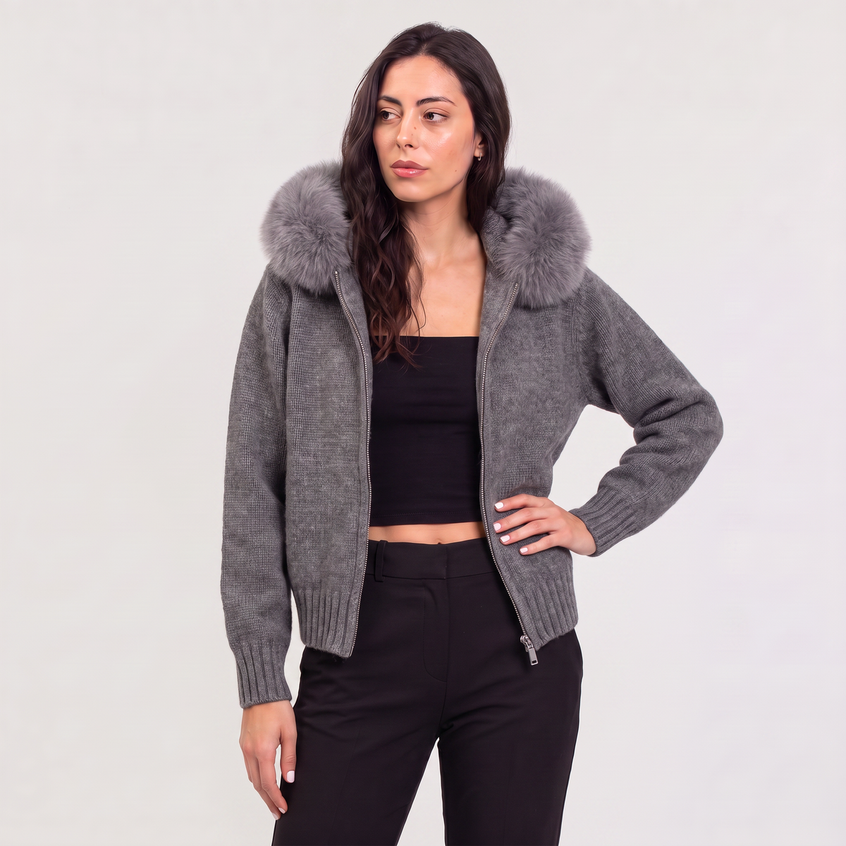 Fur Collar Cardigan Jacket