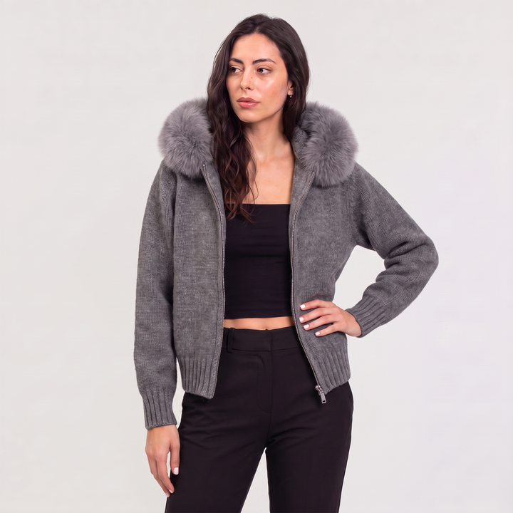 Fur Collar Cardigan Jacket