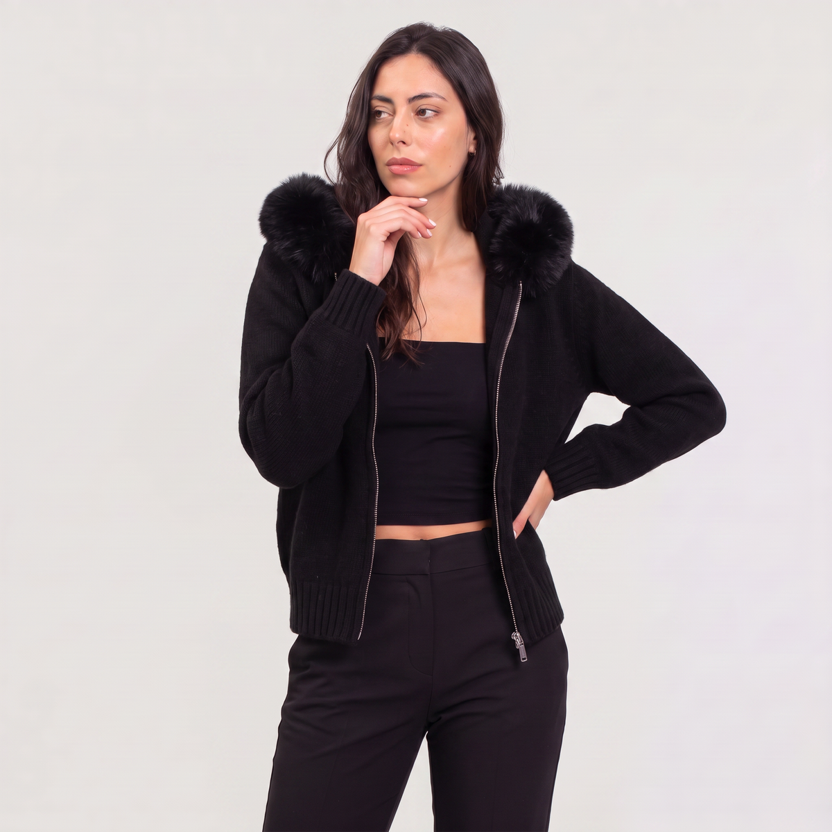 Fur Collar Cardigan Jacket
