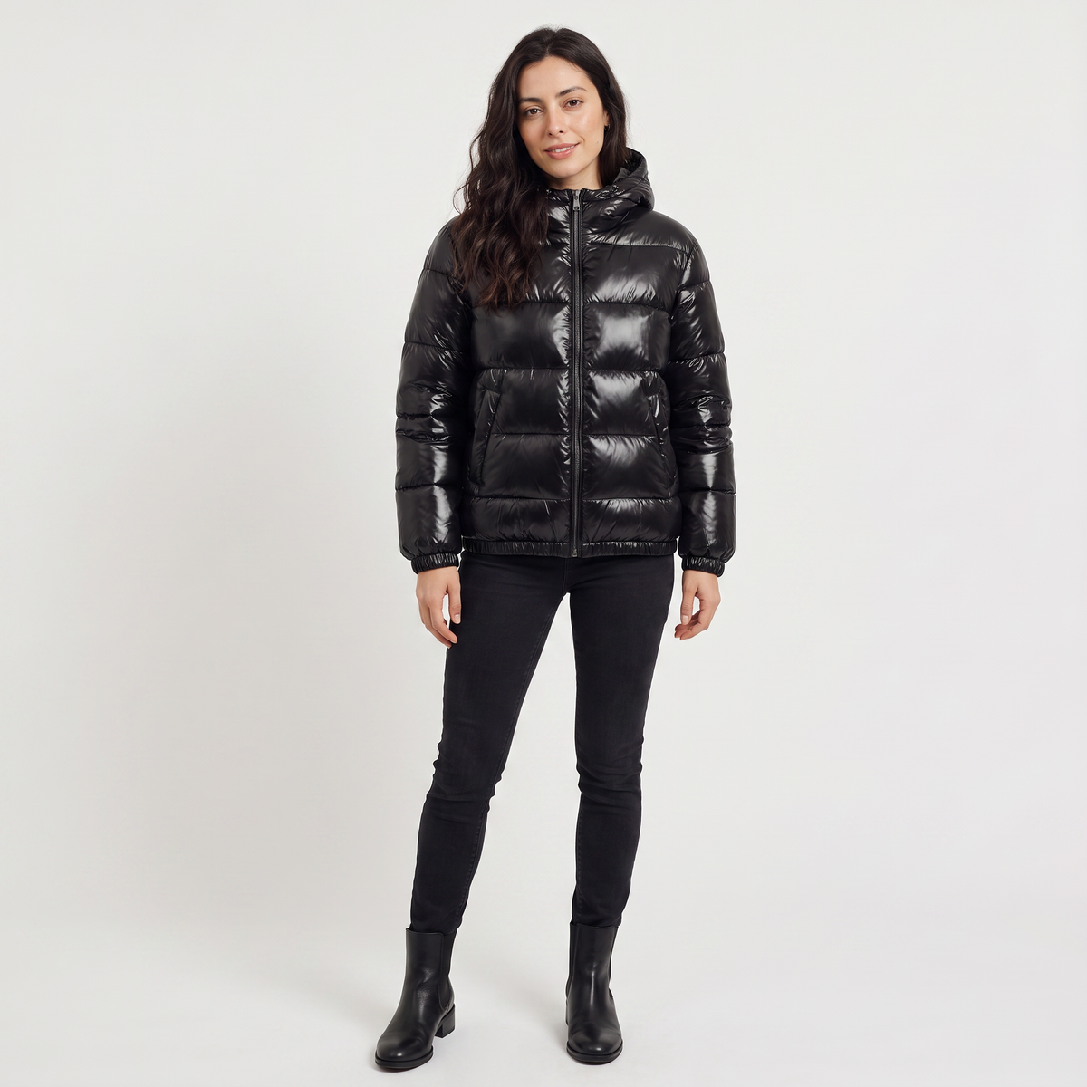 Hooded Glossy Puffer Jacket