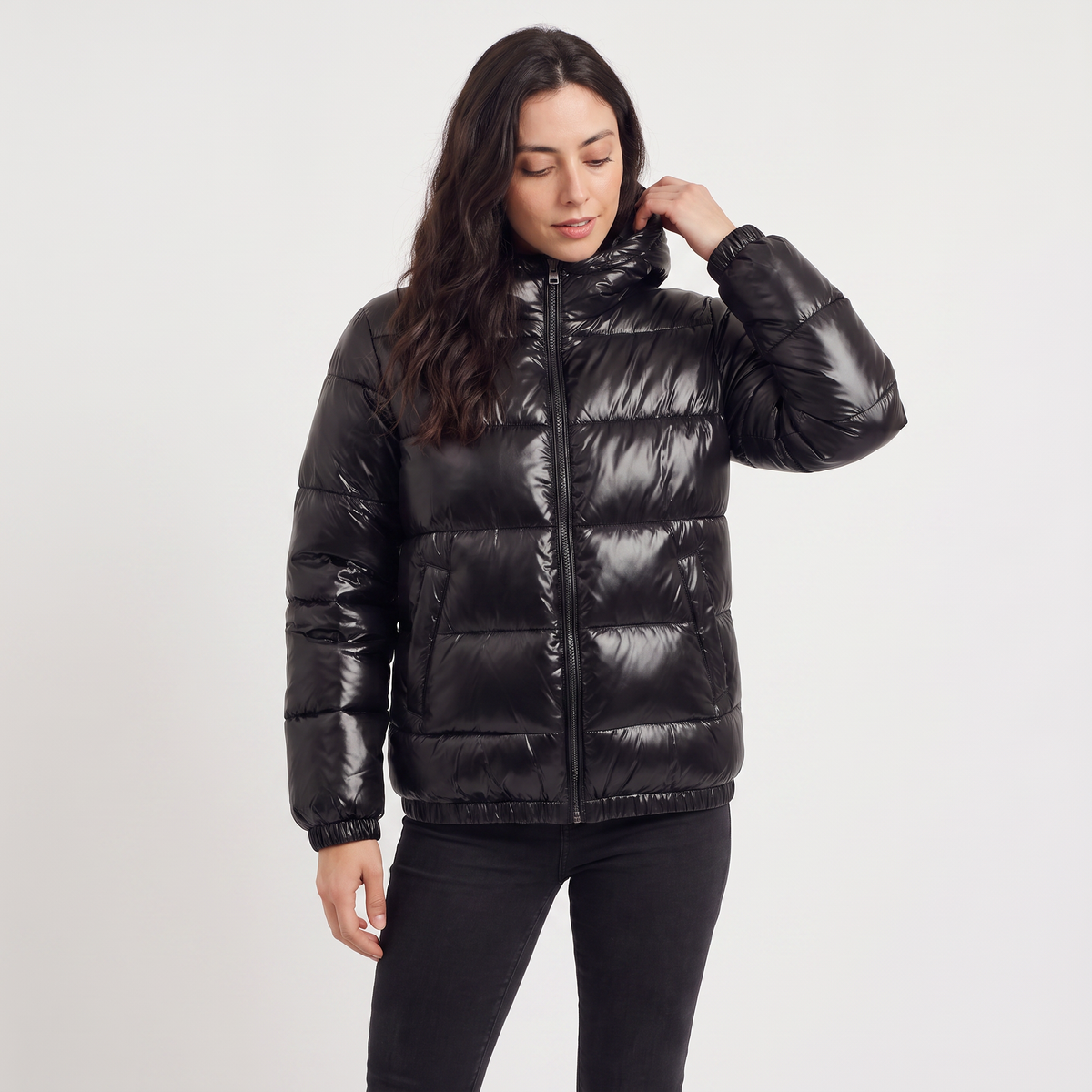 Hooded Glossy Puffer Jacket