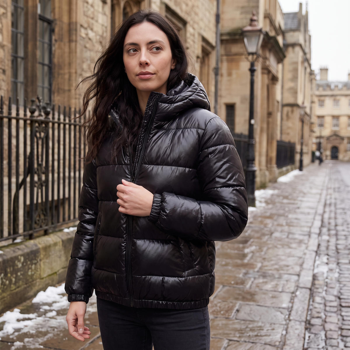 Hooded Glossy Puffer Jacket