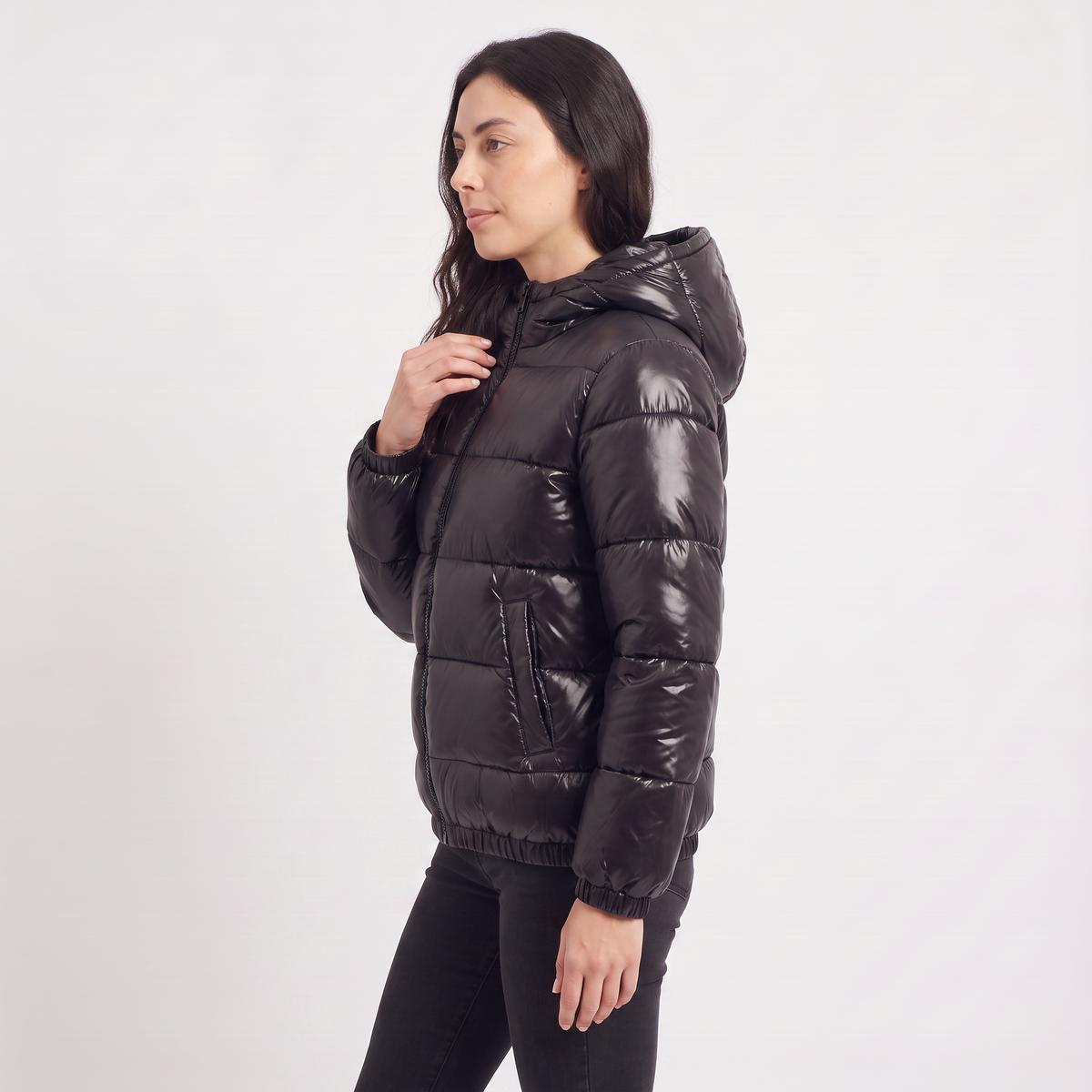 Hooded Glossy Puffer Jacket