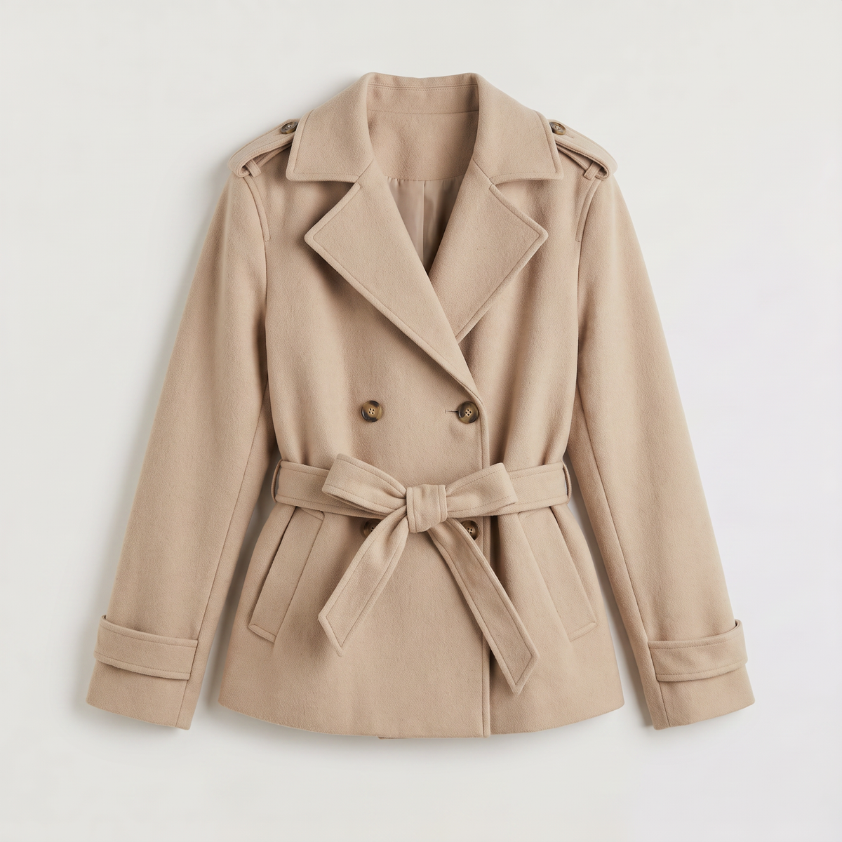 Oversized Wool Blend Short Trench Coat