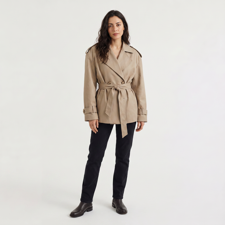 Oversized Wool Blend Short Trench Coat