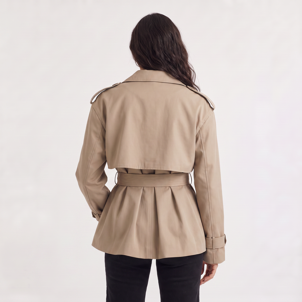 Oversized Wool Blend Short Trench Coat