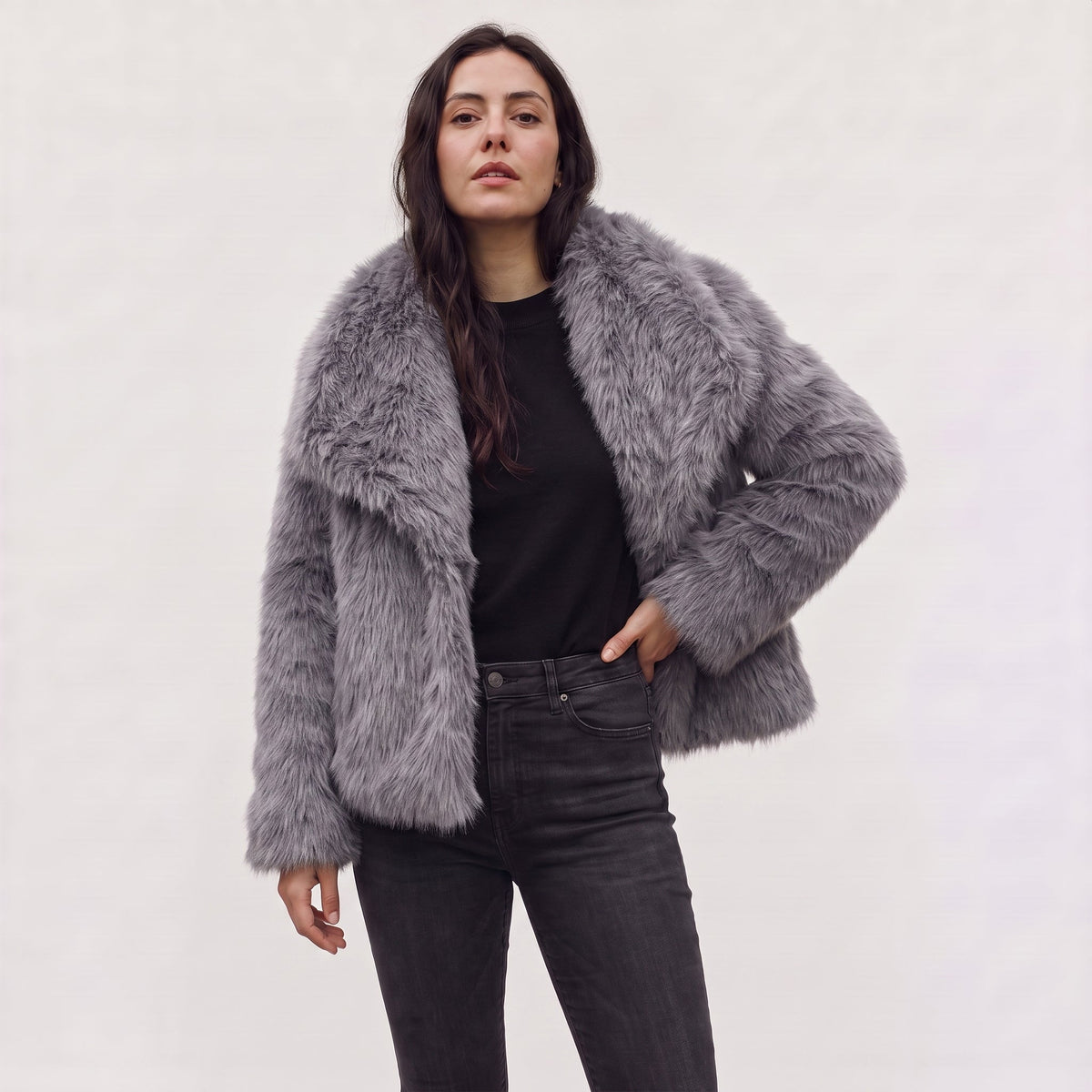 Longline Faux Fur Coat