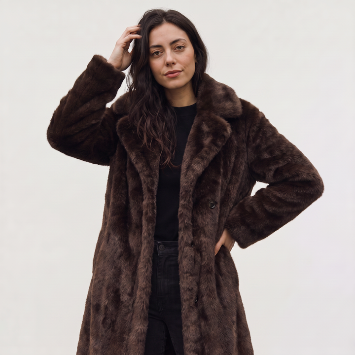 Long Faux Fur Trench Coat