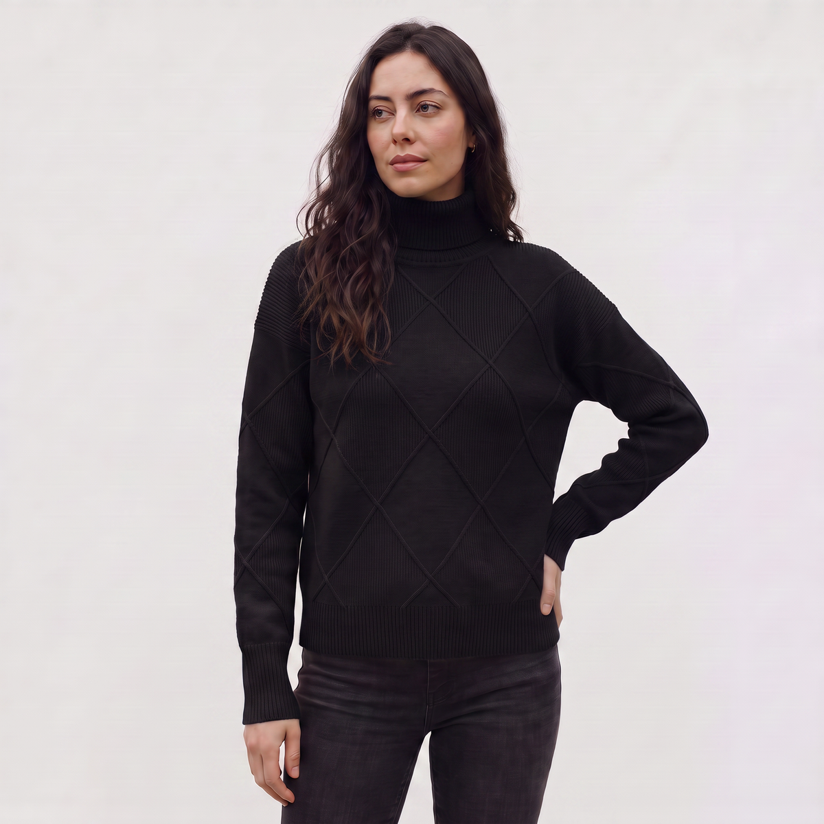 Cable Knit Turtleneck Sweater