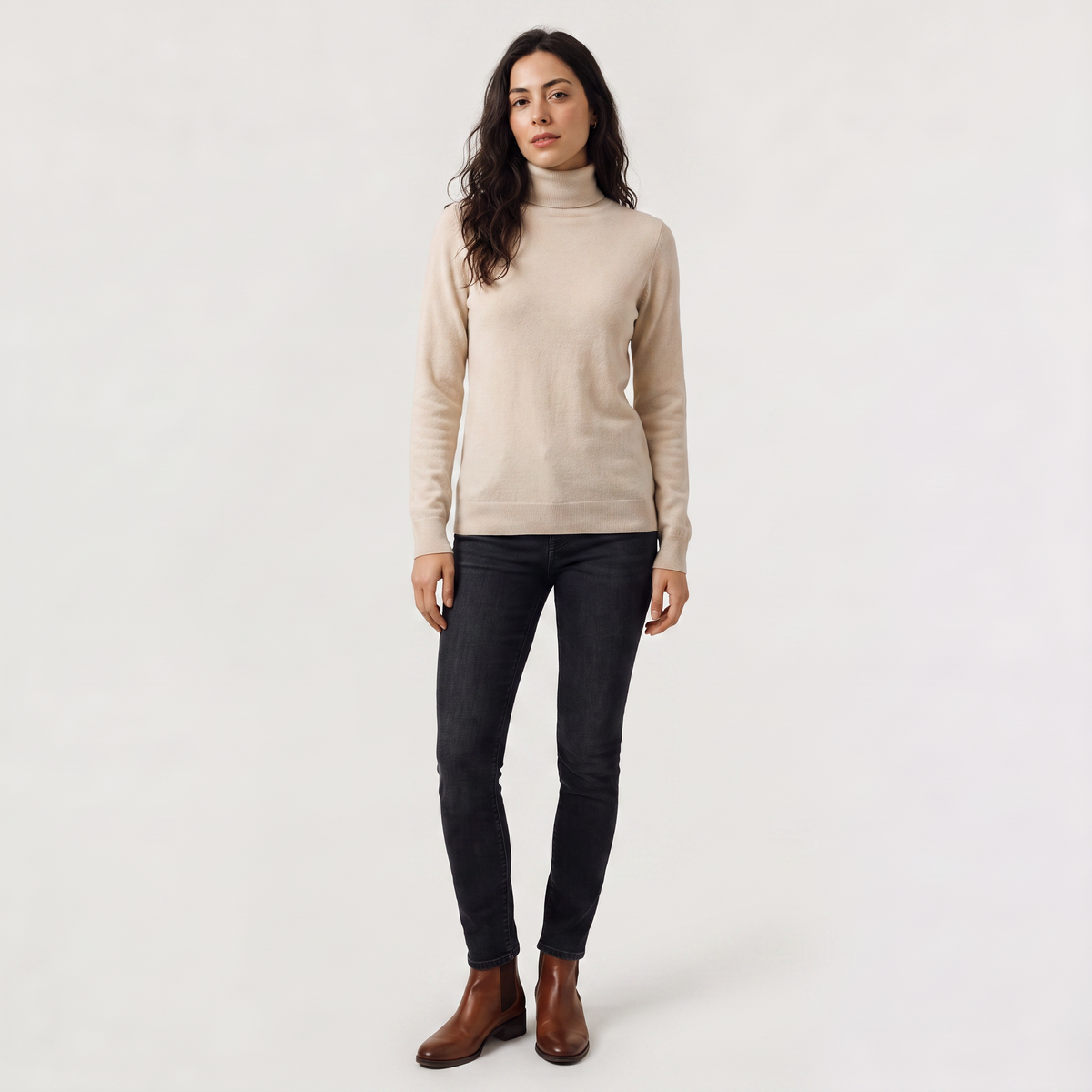 Fine-Knit Turtleneck Sweater