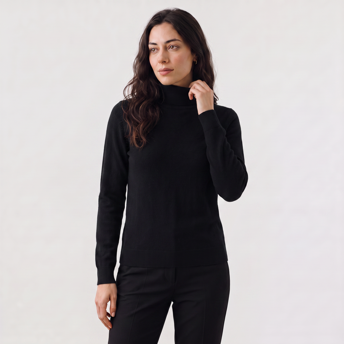 Fine-Knit Turtleneck Sweater